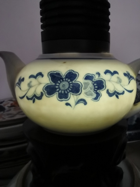 古玩陶瓷醴陵群力瓷廠花卉紋青花執壺拍賣，當前價格158元