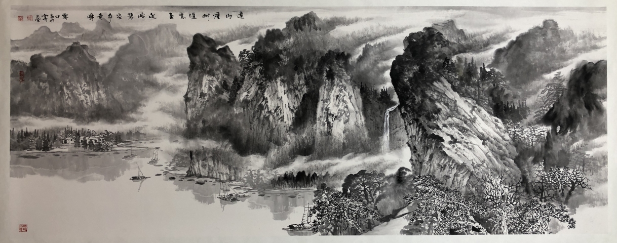 古玩字畫著名實力派畫家孫霽中遠山近嶺拍賣，當前價格1488元