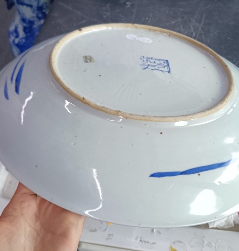 古玩陶瓷清中期青花大盤拍賣，當前價格6000元