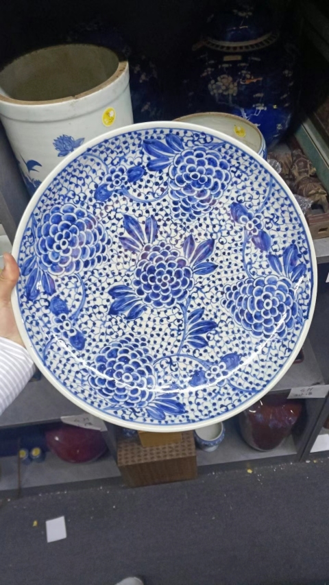 古玩陶瓷清中期青花大盤拍賣，當前價格6000元