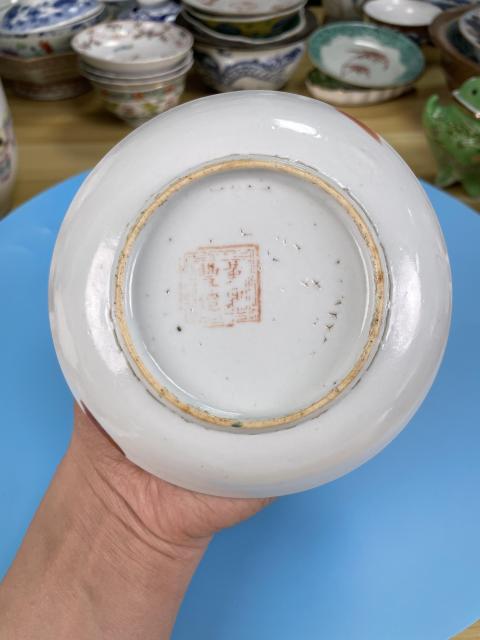 古玩陶瓷民國 精品粉彩花蝶紋盤拍賣，當前價格460元