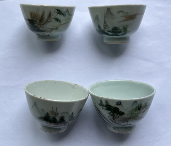古玩陶瓷淺絳彩山水紋杯一組拍賣,當(dāng)前價格2400元