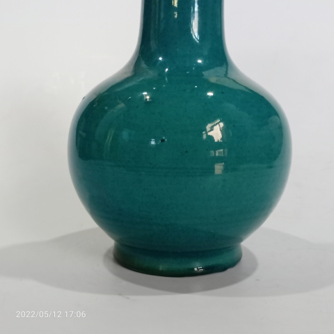 古玩陶瓷郎窯綠盤口瓶。時代精品拍賣，當前價格2999元