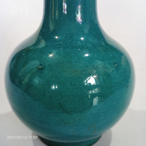 古玩陶瓷郎窯綠盤口瓶。時代精品拍賣，當前價格2999元