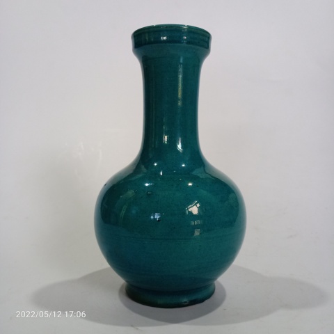 古玩陶瓷郎窯綠盤口瓶。時代精品拍賣，當前價格2999元