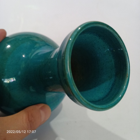 古玩陶瓷郎窯綠盤口瓶。時代精品拍賣，當前價格2999元