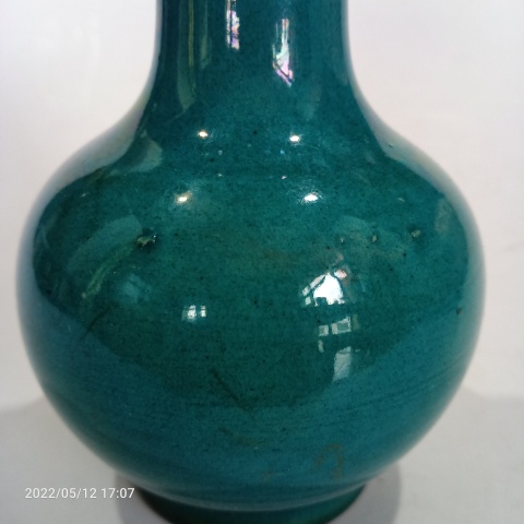 古玩陶瓷郎窯綠盤口瓶。時代精品拍賣，當前價格2999元