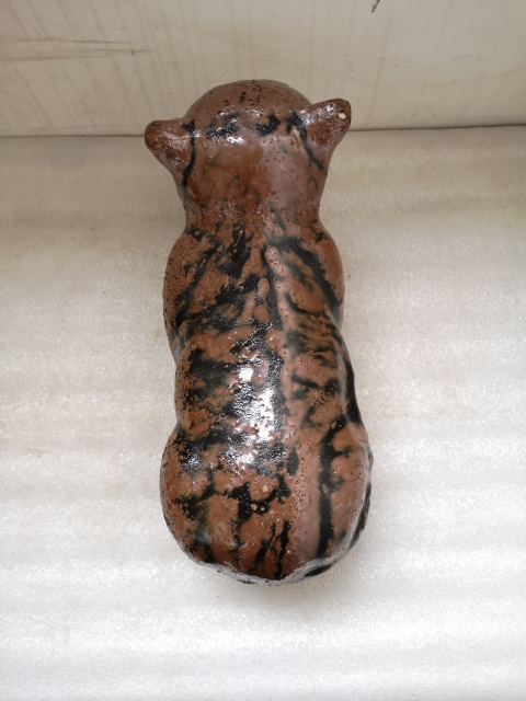 古玩陶瓷磁州窯醬釉貓兒枕拍賣，當前價格1600元
