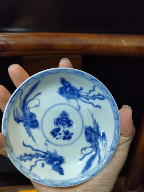古玩陶瓷(已實物鑒定)清康熙四鳳青花杯碟拍賣,當前價格2888元