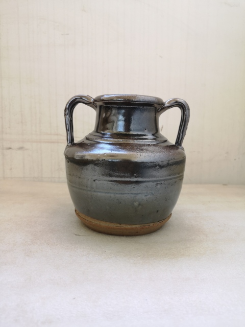 古玩陶瓷磁州窯紫金釉雙系瓶拍賣,當前價格680元