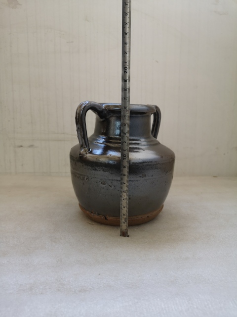 古玩陶瓷磁州窯紫金釉雙系瓶拍賣,當前價格680元