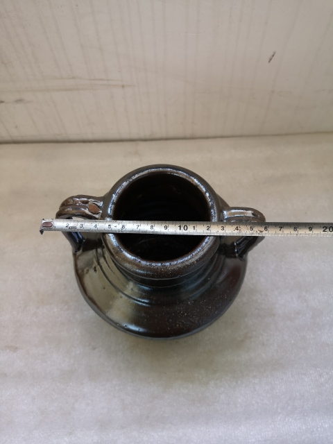 古玩陶瓷磁州窯紫金釉雙系瓶拍賣,當前價格680元