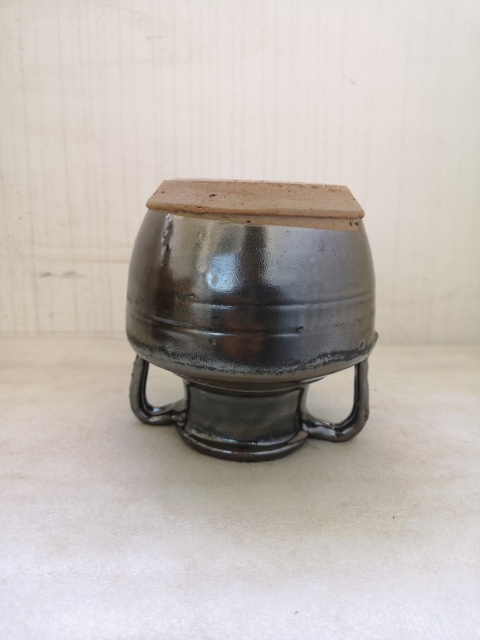 古玩陶瓷磁州窯紫金釉雙系瓶拍賣,當前價格680元