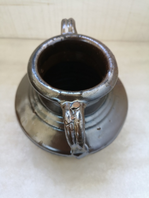 古玩陶瓷磁州窯紫金釉雙系瓶拍賣,當前價格680元
