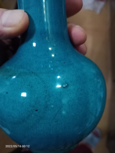 古玩陶瓷郎窯綠盤口瓶。時代精品拍賣，當前價格2999元