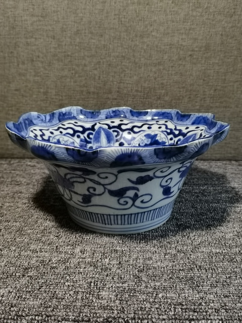 古玩陶瓷【富貴香櫞大碗】晚清民國青花香櫞大碗拍賣，當前價格1960元