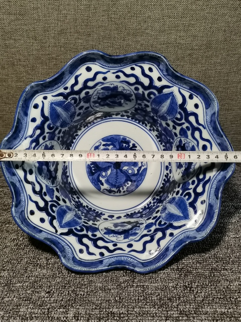 古玩陶瓷【富貴香櫞大碗】晚清民國青花香櫞大碗拍賣，當前價格1960元