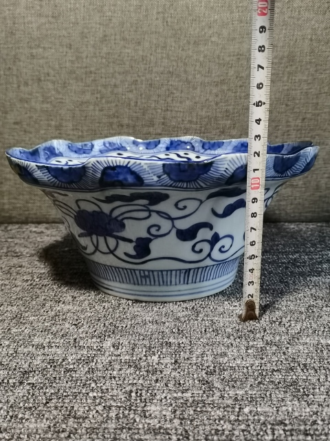 古玩陶瓷【富貴香櫞大碗】晚清民國青花香櫞大碗拍賣，當前價格1960元