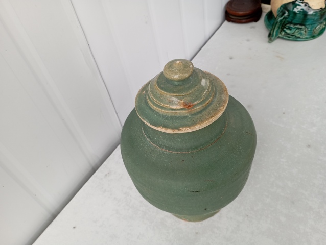 古玩陶瓷南方窯口綠釉蓋罐拍賣，當前價格600元