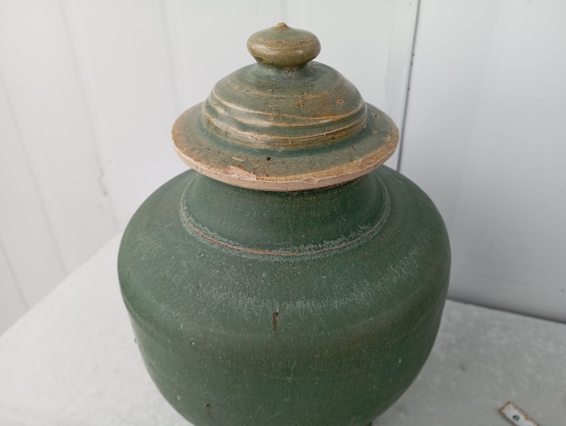 古玩陶瓷南方窯口綠釉蓋罐拍賣，當前價格600元