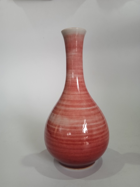 古玩陶瓷晚清郎紅釉玉壺春瓶拍賣,當前價格3800元