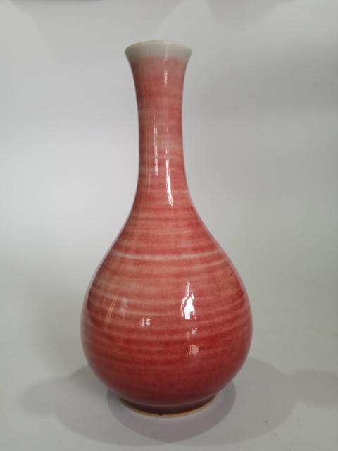 古玩陶瓷晚清郎紅釉玉壺春瓶拍賣,當前價格3800元