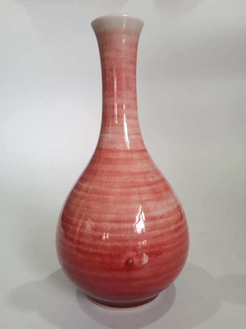 古玩陶瓷晚清郎紅釉玉壺春瓶拍賣,當前價格3800元