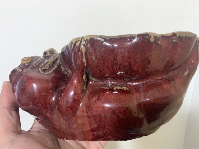 古玩陶瓷晚清民國紅釉蝙蝠獸形水洗拍賣,當前價格2688元