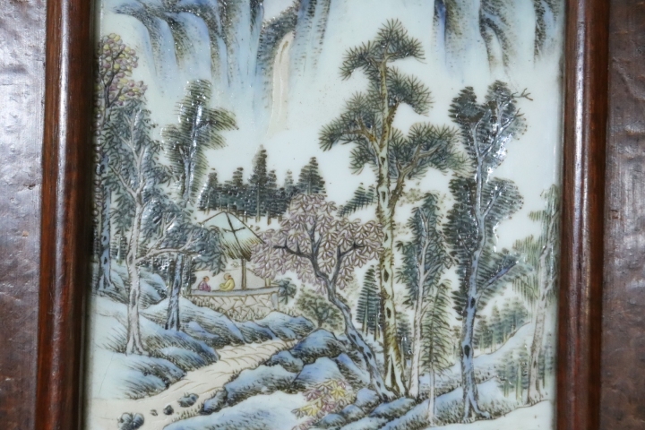 古玩陶瓷清中山水瓷板畫拍賣，當(dāng)前價(jià)格22000元