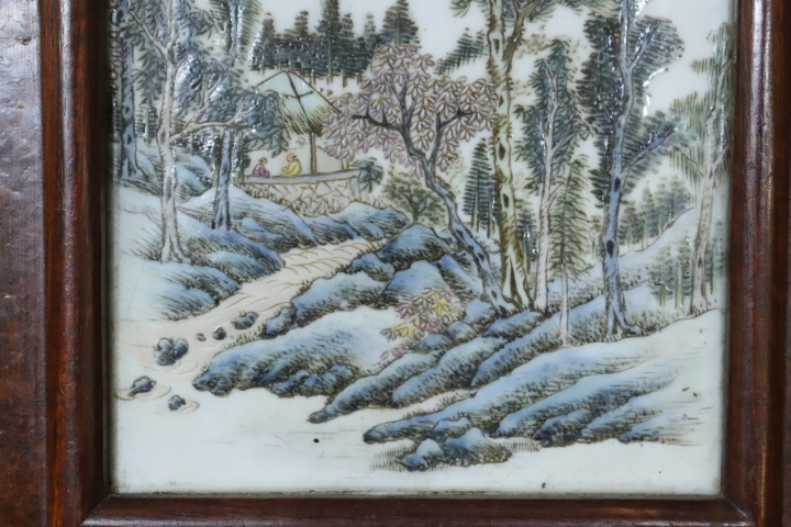 古玩陶瓷清中山水瓷板畫拍賣，當(dāng)前價(jià)格22000元