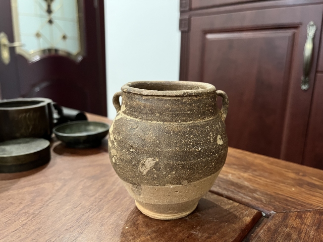 古玩陶瓷宋代褐釉雙系罐拍賣，當前價格299元