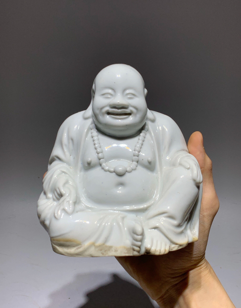 古玩陶瓷清代白釉彌陀佛塑像拍賣,當前價格1688元