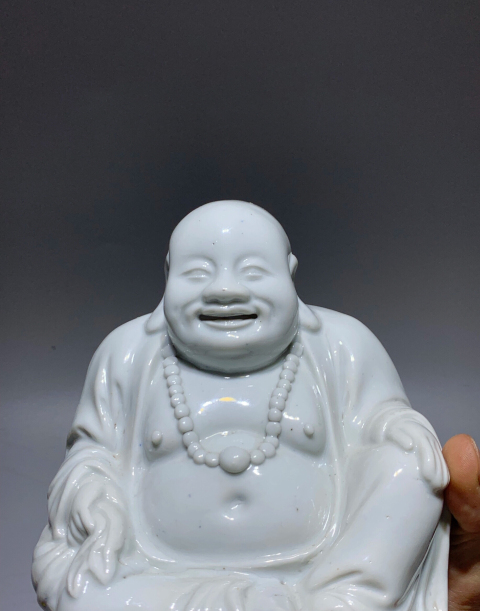 古玩陶瓷清代白釉彌陀佛塑像拍賣,當前價格1688元