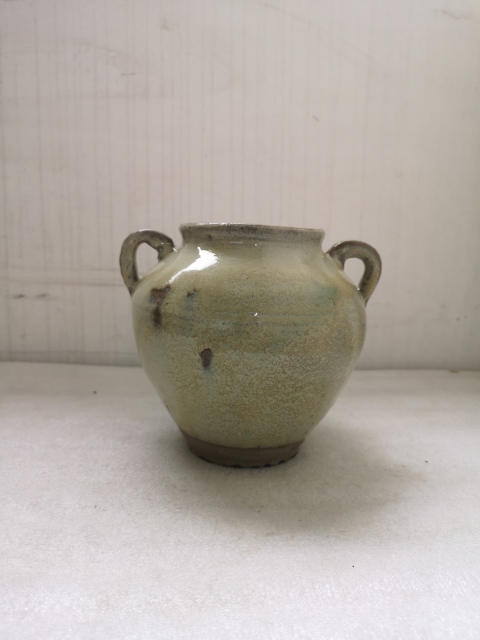 古玩陶瓷白釉綠彩仿鈞釉雙系罐拍賣(mài)，當(dāng)前價(jià)格850元