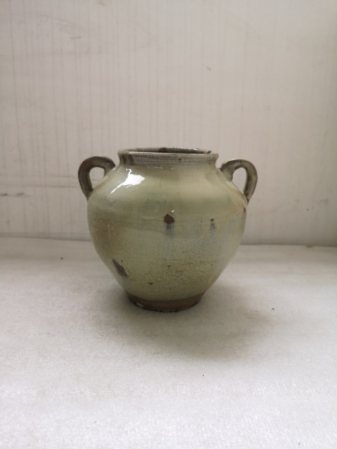 古玩陶瓷白釉綠彩仿鈞釉雙系罐拍賣(mài)，當(dāng)前價(jià)格850元