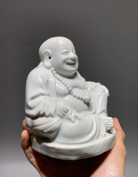 古玩陶瓷白釉彌勒佛塑像拍賣,當前價格0元