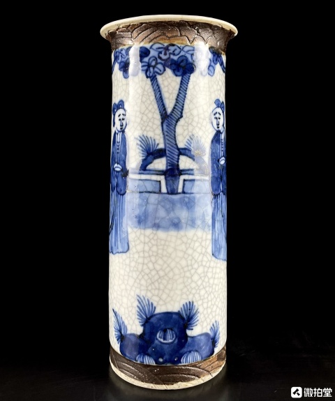 古玩陶瓷哥釉地青花花插拍賣，當前價格1999元