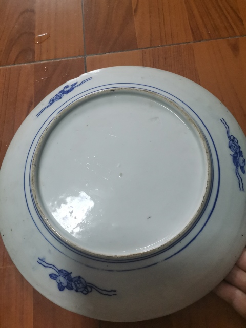 古玩陶瓷青花開窗花卉盤拍賣，當前價格480元
