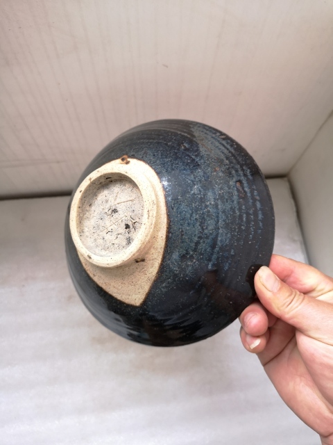 古玩陶瓷磁州窯窯變黑釉大碗拍賣,當前價格680元
