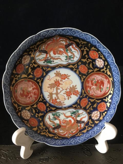 古玩陶瓷成化年制款青花五彩描金花卉龍鳳紋盤拍賣,當前價格2100元