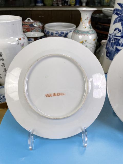 古玩陶瓷晚清民國 精品綠彩花蝶紋盤一對拍賣,當前價格1850元