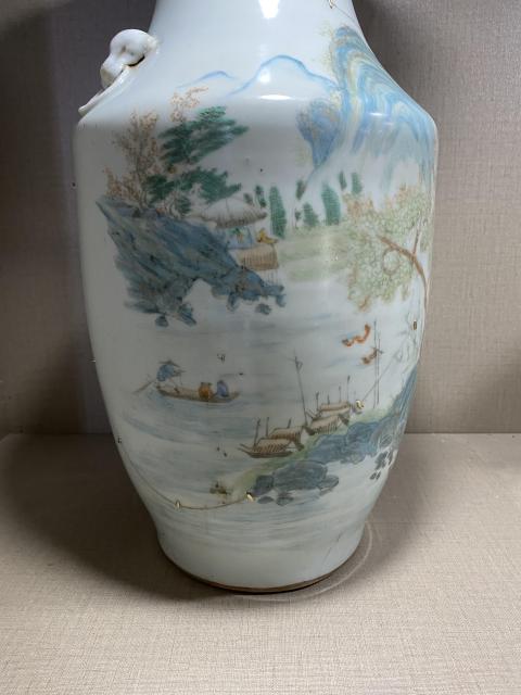 古玩陶瓷山水紋撇口瓶拍賣，當前價格8888元