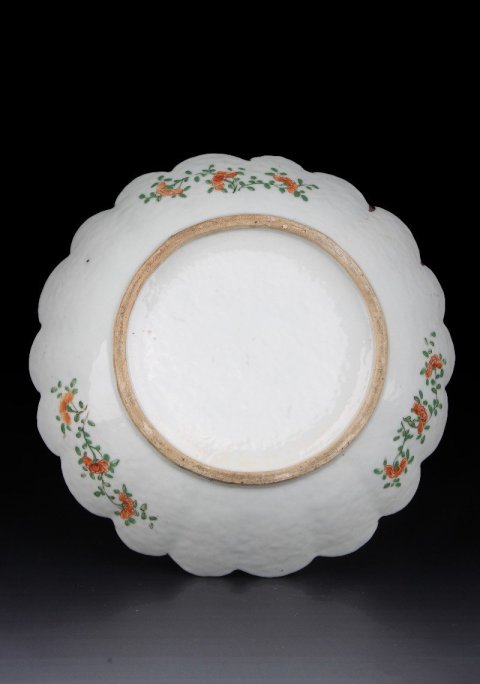 古玩陶瓷6234】清咸豐  五彩花鳥人物故事圖花口盤拍賣，當前價格4500元