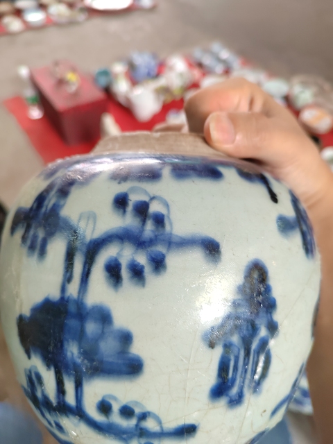 古玩陶瓷清康熙花間壽字紋青花蓋罐拍賣，當前價格299元