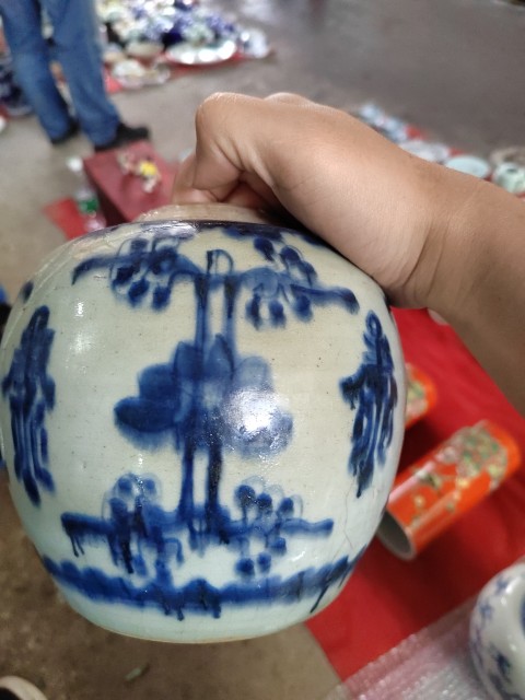 古玩陶瓷清康熙花間壽字紋青花蓋罐拍賣，當前價格299元