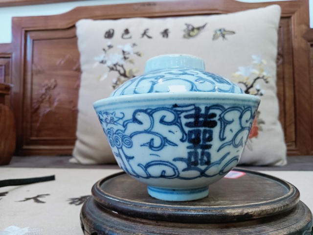 古玩陶瓷青花蓋碗拍賣，當前價格1460元