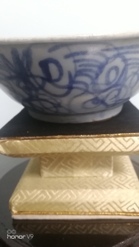 古玩陶瓷清光緒青花卷草紋碗拍賣，當前價格358元