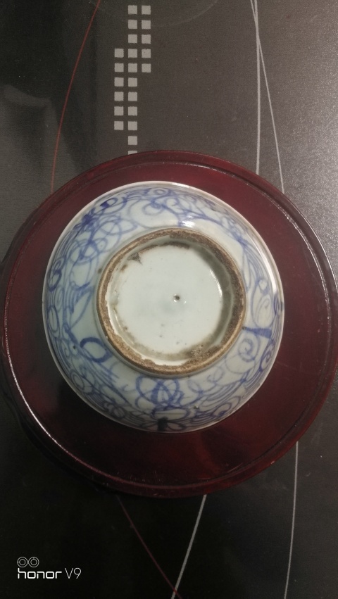 古玩陶瓷清光緒青花卷草紋碗拍賣，當前價格358元