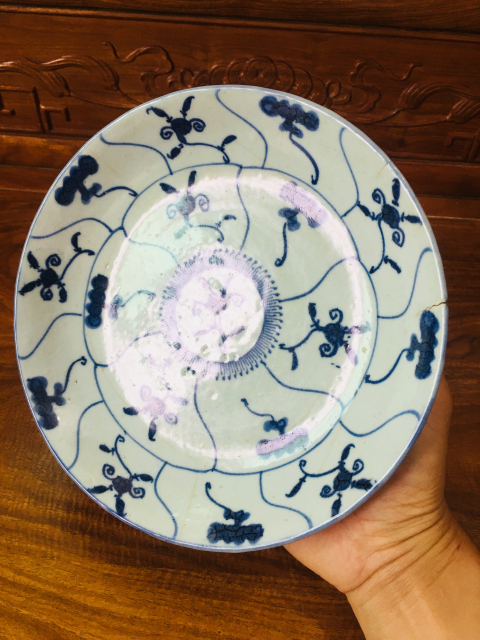 古玩陶瓷(細(xì)路三爺)雍正青花靈芝紋盤拍賣,當(dāng)前價(jià)格0元