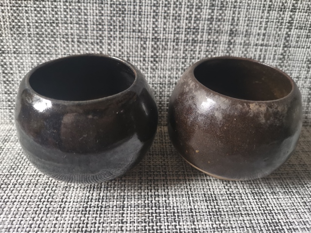 古玩陶瓷磁州窯,黑釉雞心罐一對。拍賣,當前價格1999元